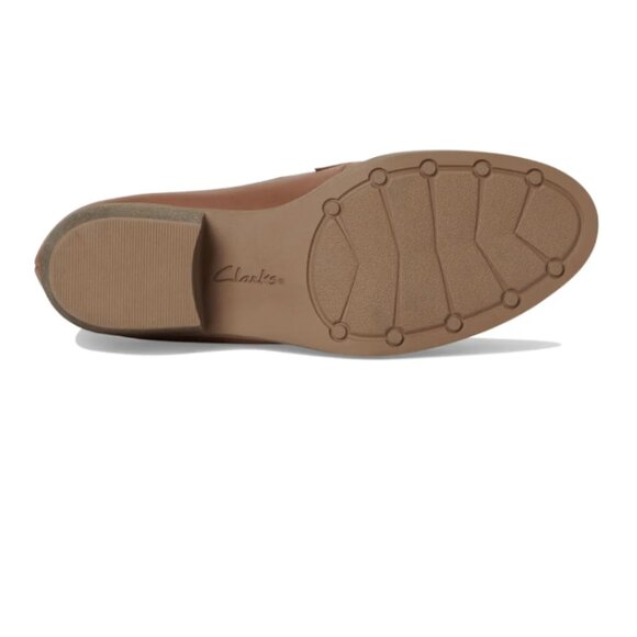 NEW CLARKS Leather Charlten Echo Heeled Comfort women Loafers  dark sand 725 4j2 - Picture 4 of 8